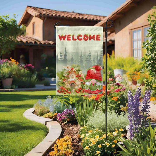 Strawberry Cottage Gnome Yard Flags - ZumBuys