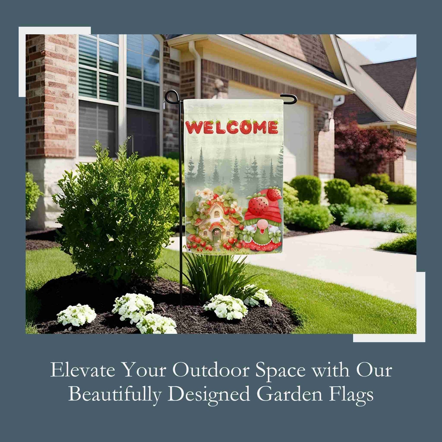 Strawberry Cottage Gnome Yard Flags - ZumBuys