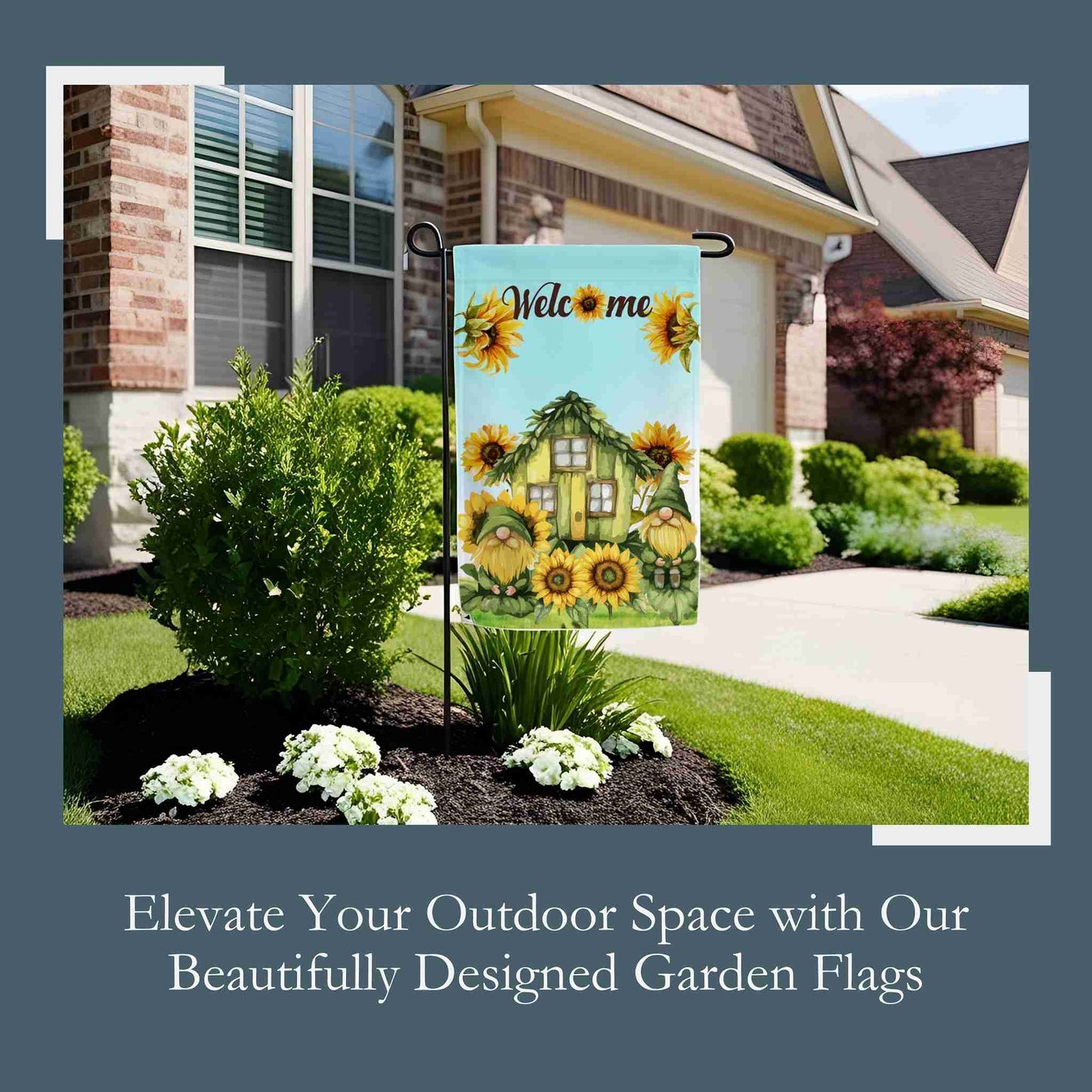 Sunflower Gnome Yard Flags - ZumBuys