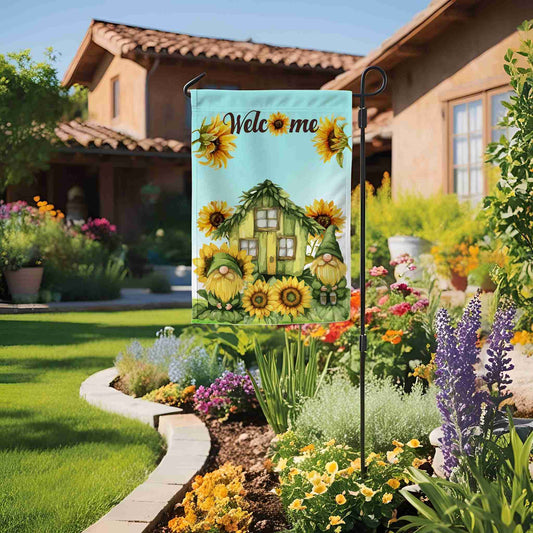Sunflower Gnome Yard Flags - ZumBuys