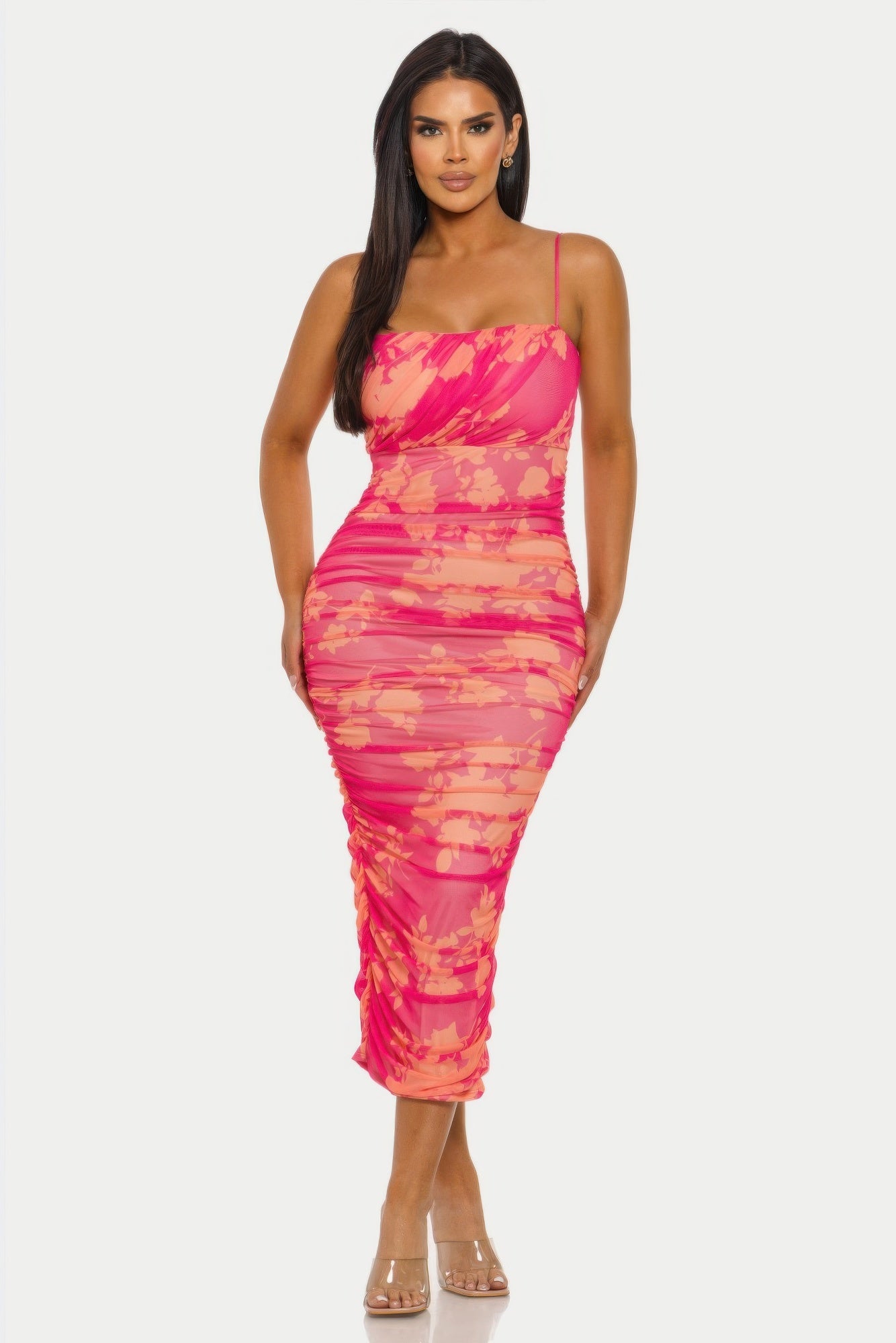 Sunset Bloom Mesh Dress for Women