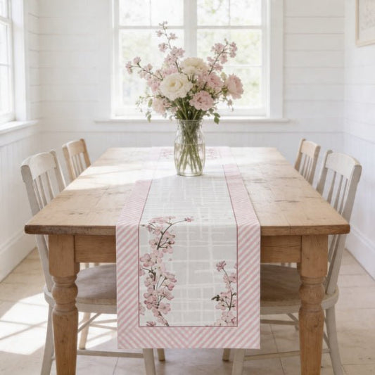 Sweet Blossom Table Runner – Pink Floral Spring & Farmhouse Decor - ZumBuys