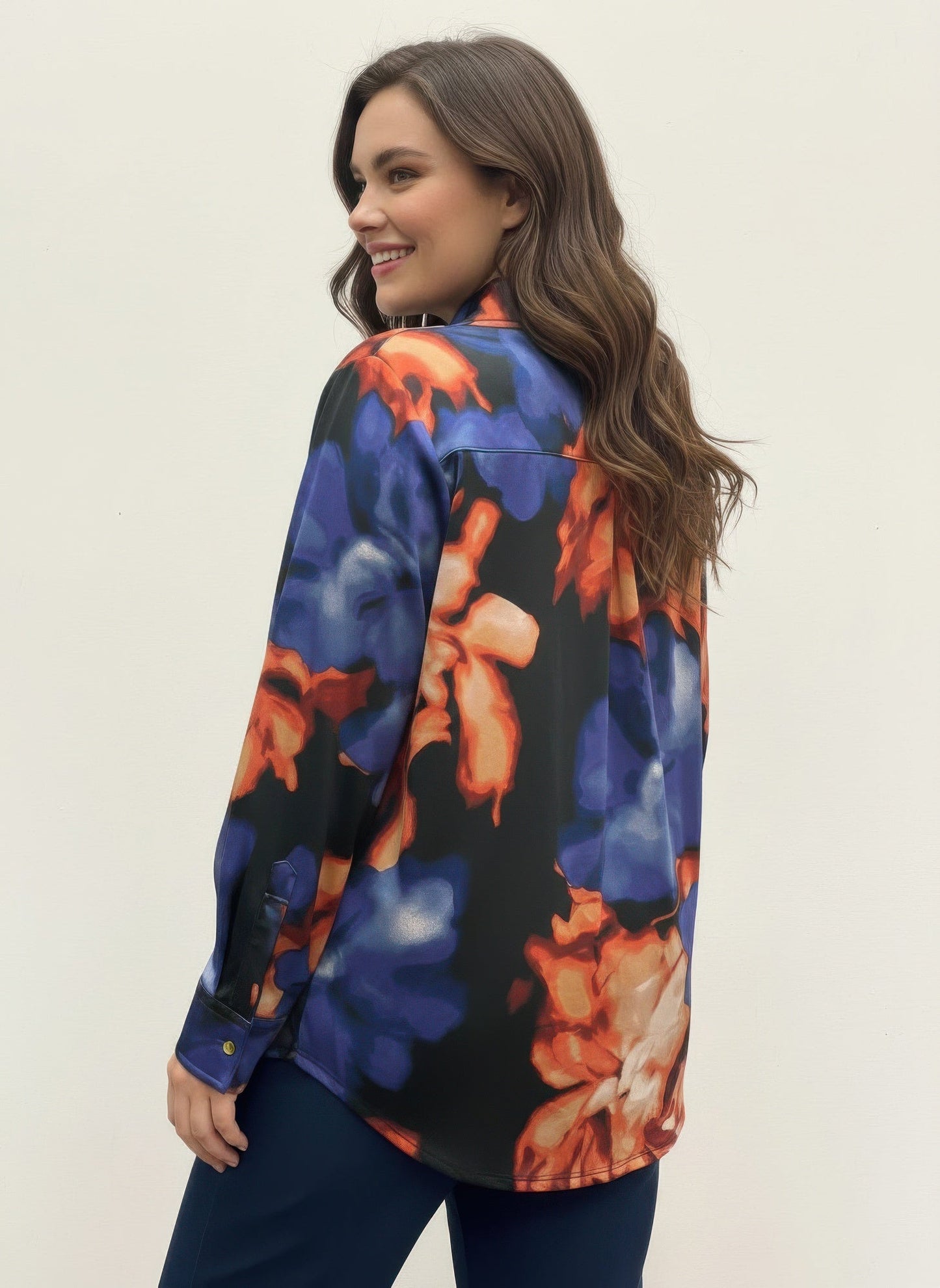 Thomas & Olivia Plus Size Printed Blouse – Button Down Stretch Shirt - ZumBuys