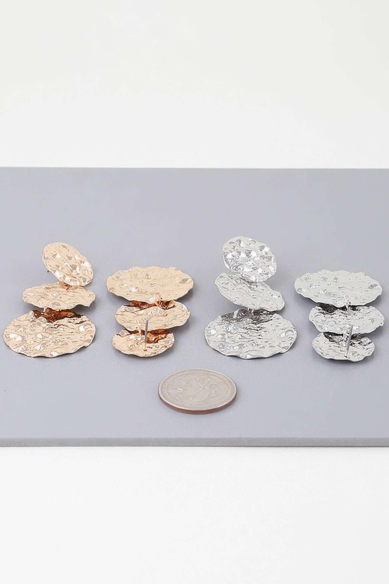 Triple Hammered Disc Earrings - ZumBuys