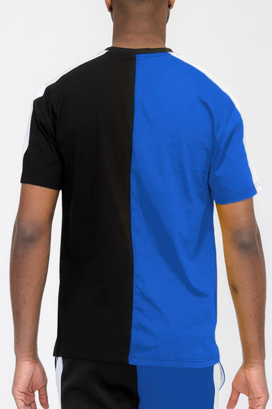 Two Tone Color Block Short Sleeve Tshirt - ZumBuys