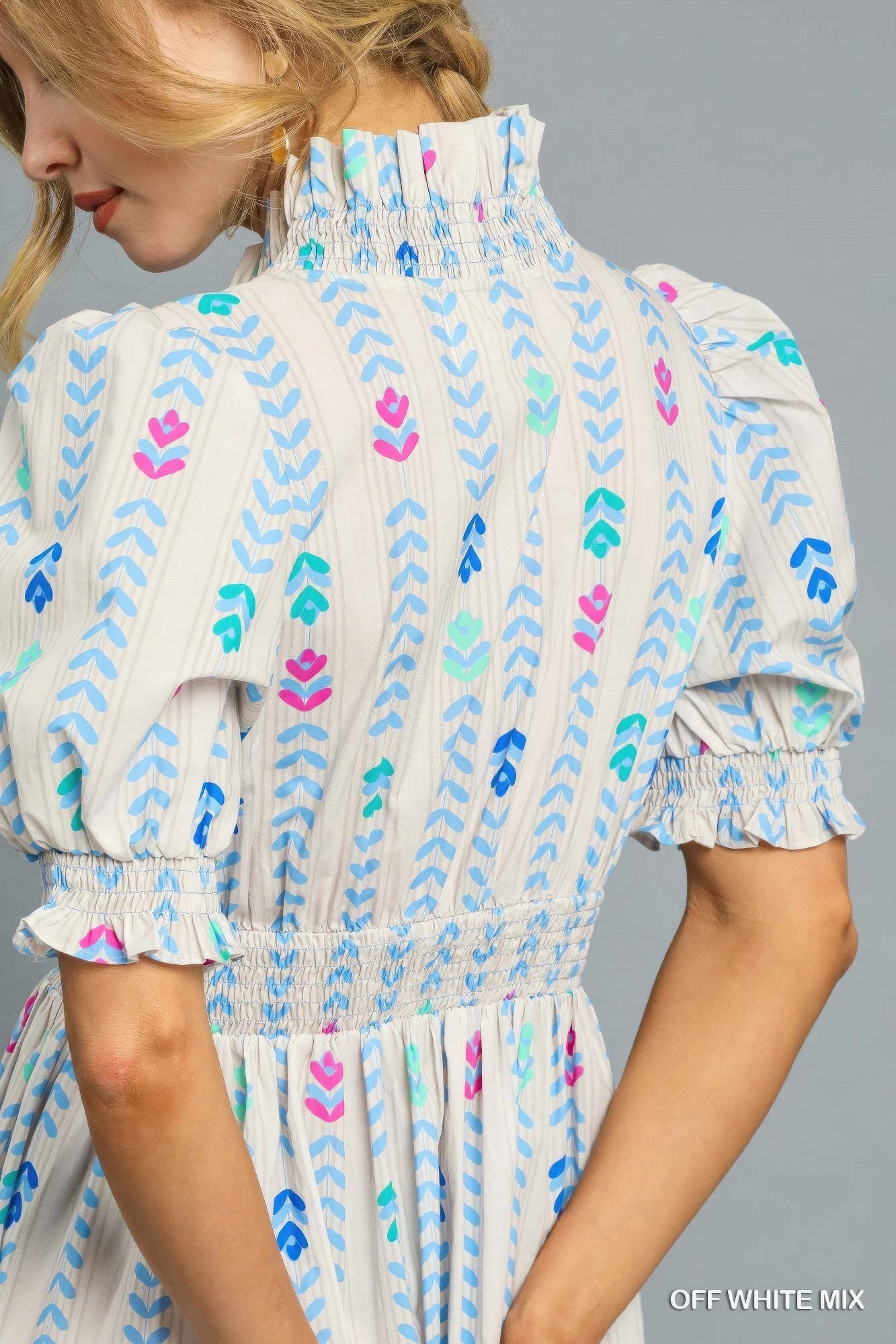 Vibrant Ruffle Smocked Midi Dress - ZumBuys