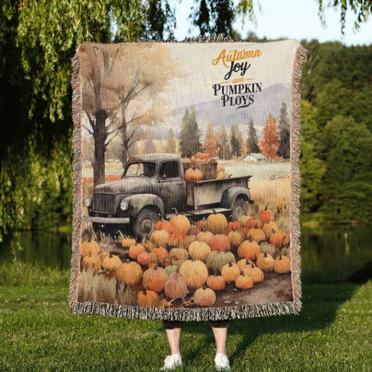 Vintage Pumpkin Express Woven Blankets - ZumBuys