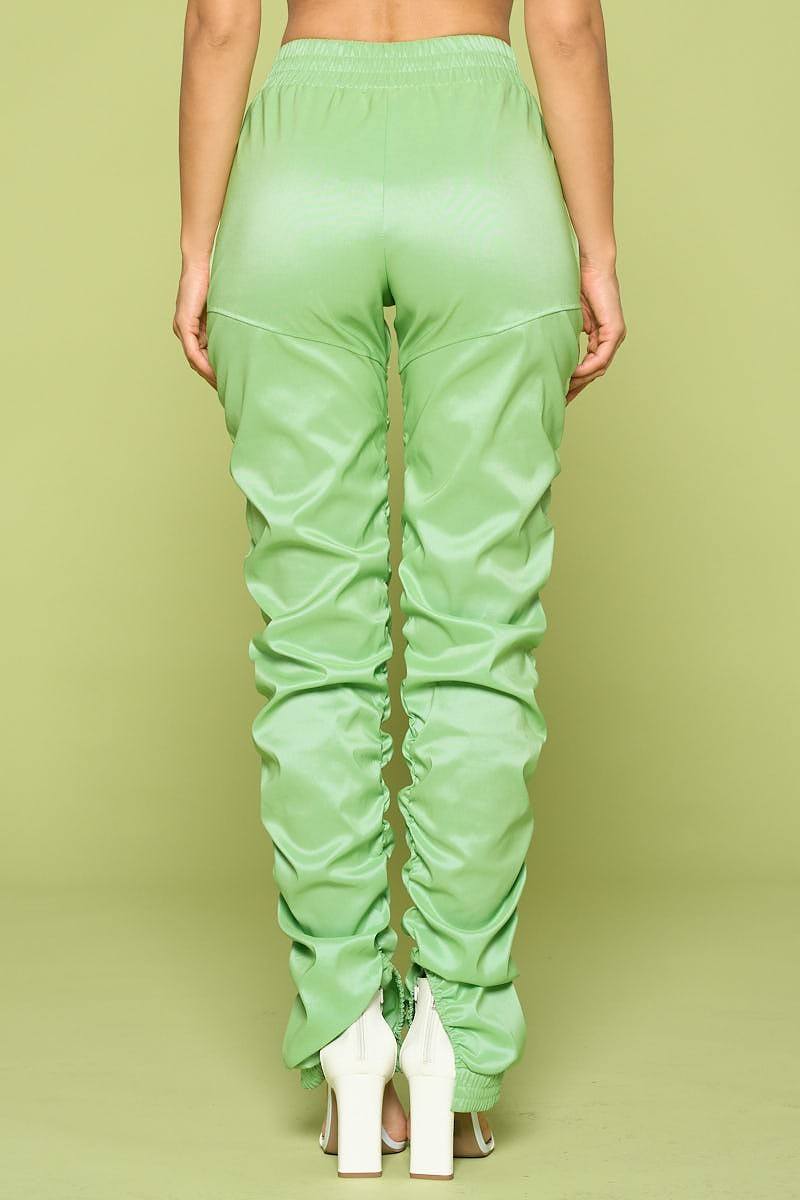 Women’s PU Leather Ruched Pants – High Waist Stretch Statement Style - ZumBuys