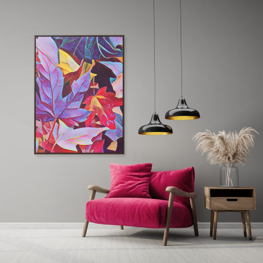 Abstract Leaves Gallery Canvas Wrap, Vertical Frame - ZumBuys