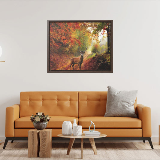 Autumn Wonder Deer Canvas Wrap, Horizontal Framed - ZumBuys