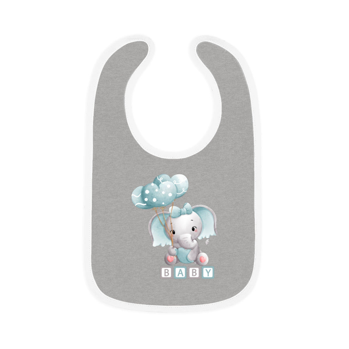 Baby Elephant Contrast Trim Jersey Baby Bib - ZumBuys