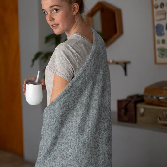 Baroque Pearl Grey Crushed Velvet Blanket - ZumBuys