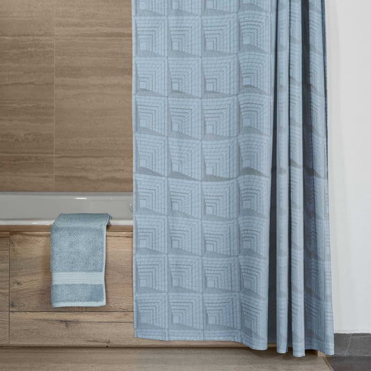 Blue Square Echo Shower Curtains - ZumBuys
