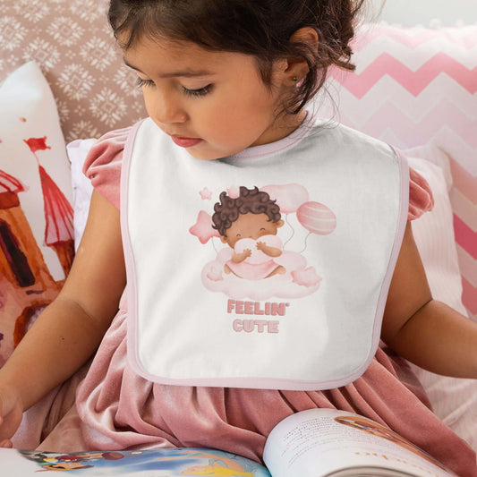 Feelin' Cute Contrast Trim Jersey Baby Bib - ZumBuys