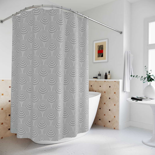Geo Circles Gray Shower Curtains - ZumBuys
