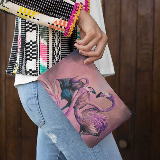 Glitzy Flamingos Accessory Pouch - ZumBuys