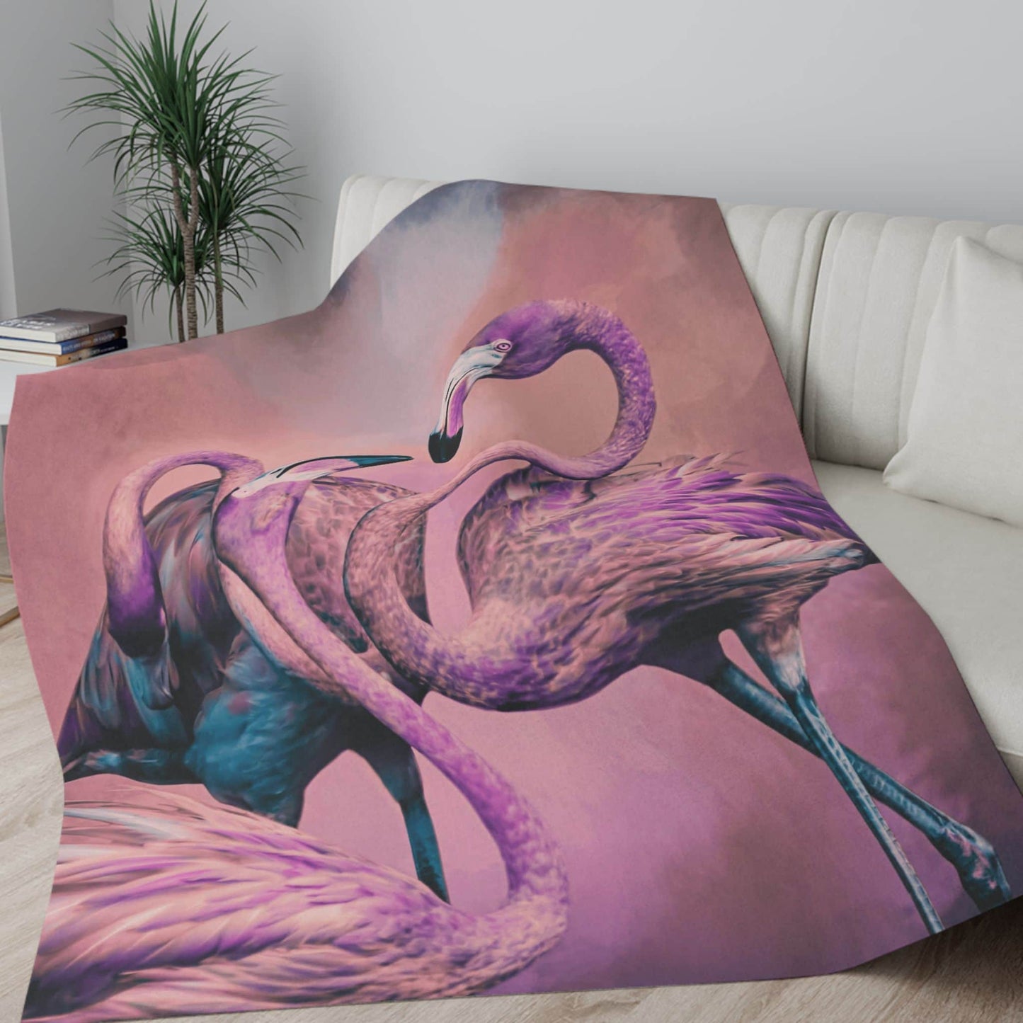 Glitzy Flamingos Sherpa Fleece Blanket - ZumBuys