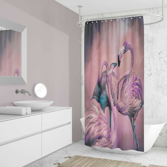 Glitzy Flamingos Shower Curtains - ZumBuys