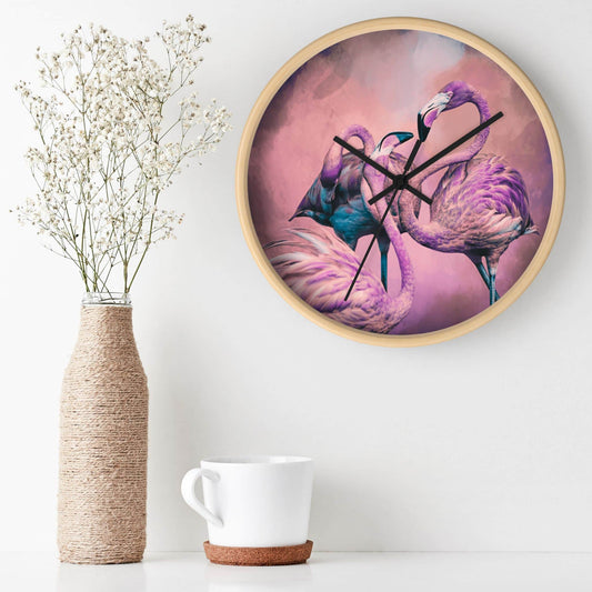 Glitzy Flamingos Wall Clock - ZumBuys