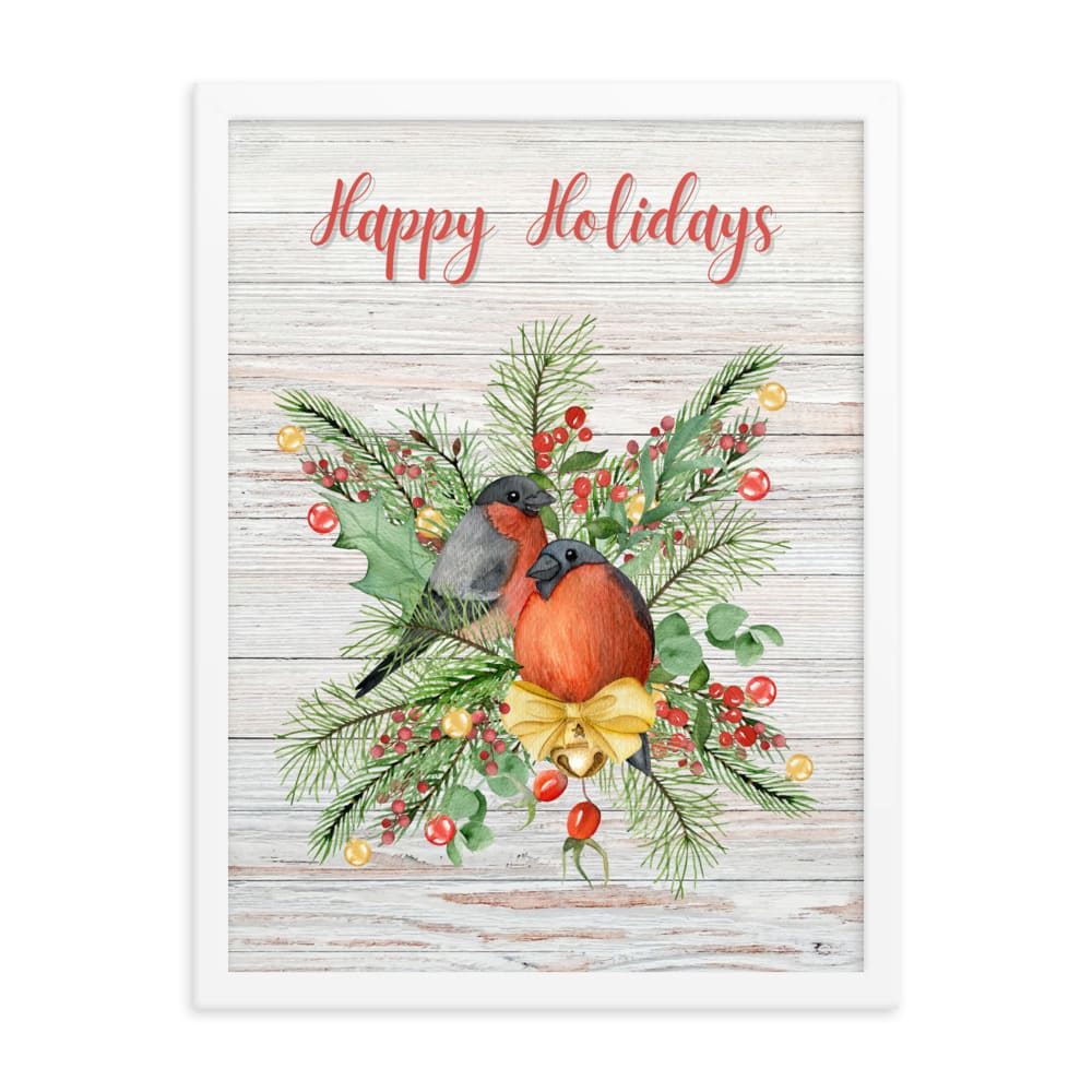 Happy Holiday Birds Framed Artwork - ZumBuys