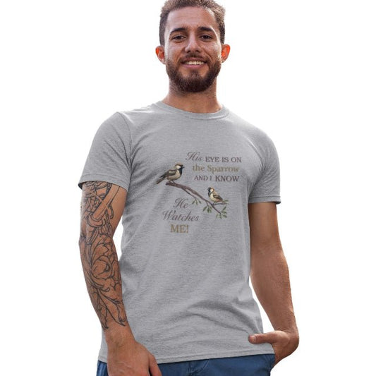 He Watches Me Men's Heavy Cotton Tee - ZumBuys