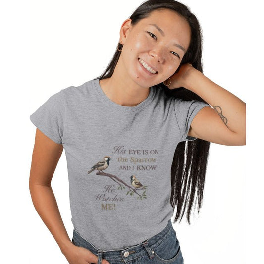 He Watches Me Womens Heavy Cotton Tee - ZumBuys