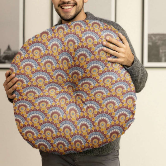 Moroccan Rays Tufted Floor Pillow, Round - ZumBuys