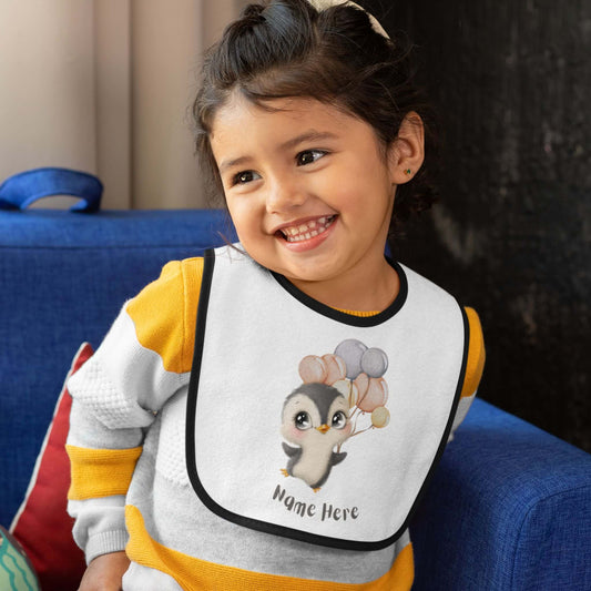Party Penguin Baby Contrast Trim Jersey Bib - ZumBuys