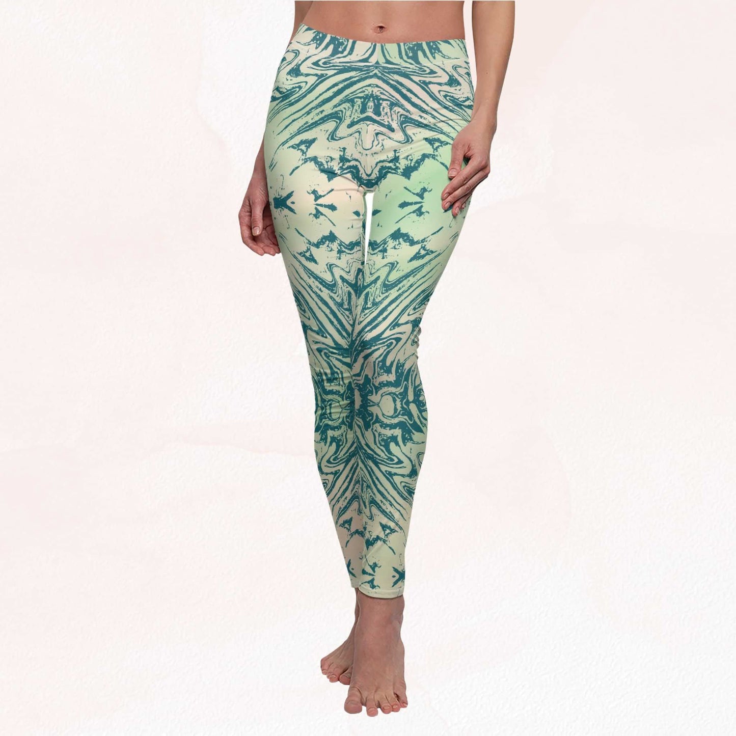 Pink Sunrise Tiedye Women's Cut & Sew Casual Leggings - ZumBuys