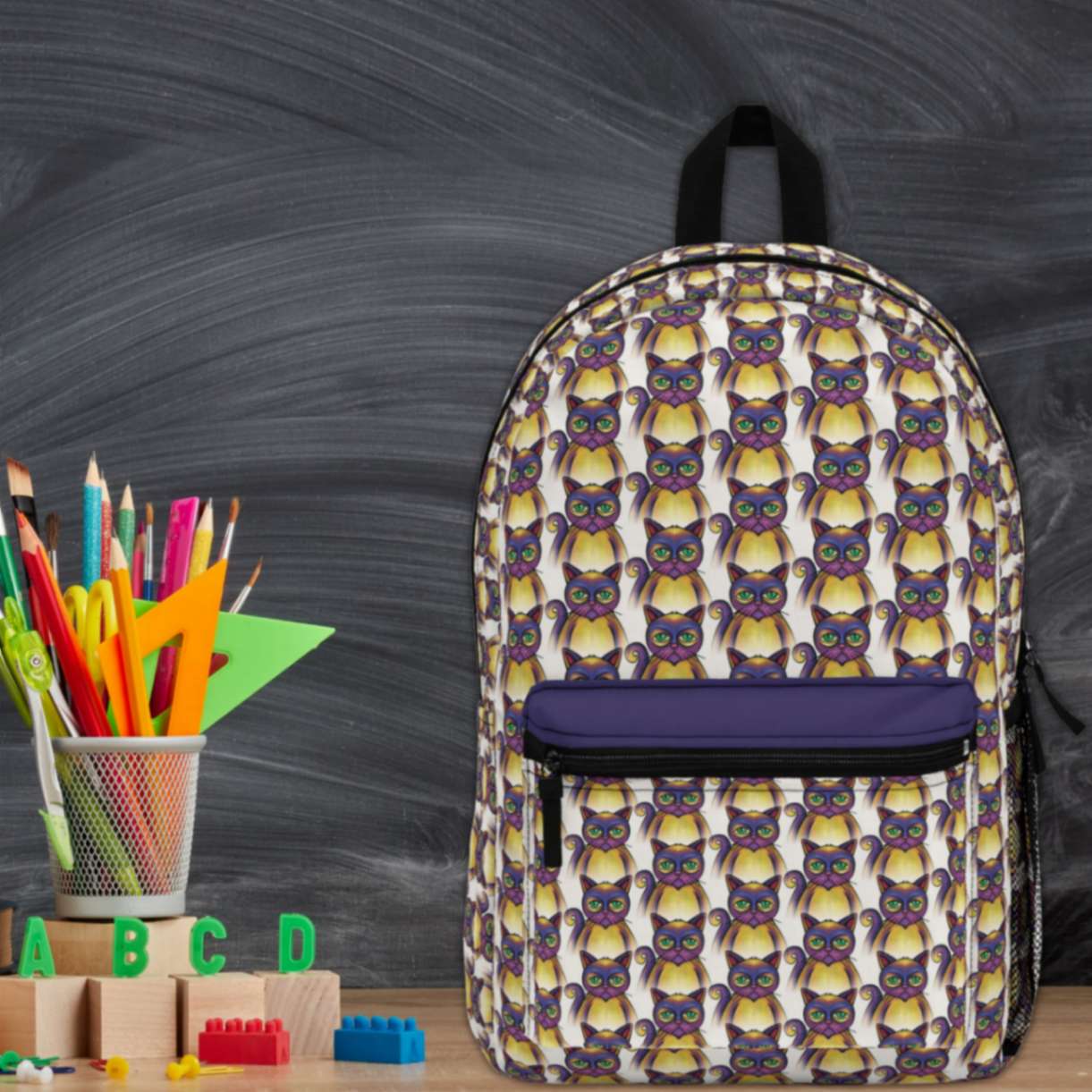 Purple Misfit Cats Backpack - ZumBuys
