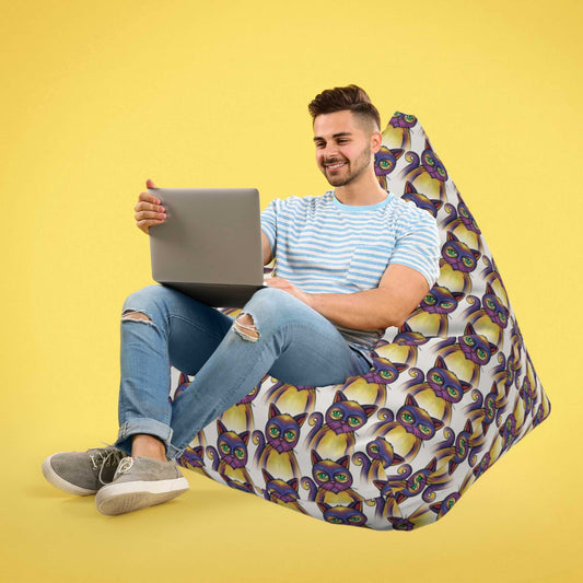Purple Misfit Cats Bean Bag Chair Cover - ZumBuys