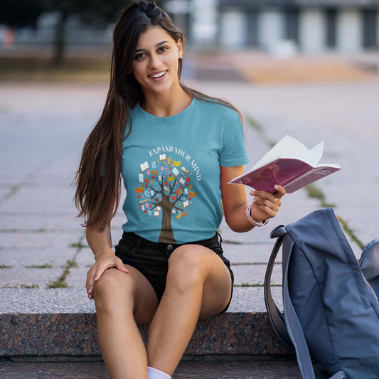 Read a Book Women's Book Tree Jersey Short Sleeve Tee - ZumBuys