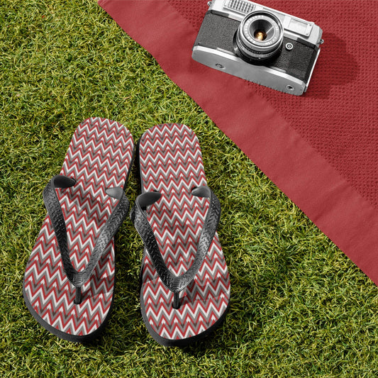 Red Chevron Allure Men's Flip Flops - ZumBuys