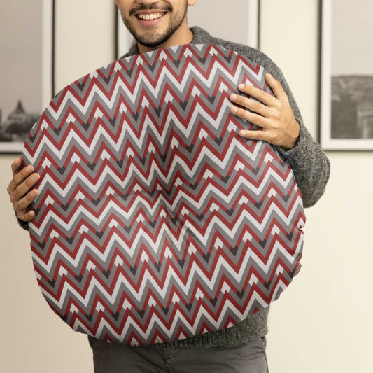 Red Chevron Allure Tufted Floor Pillow, Round - ZumBuys