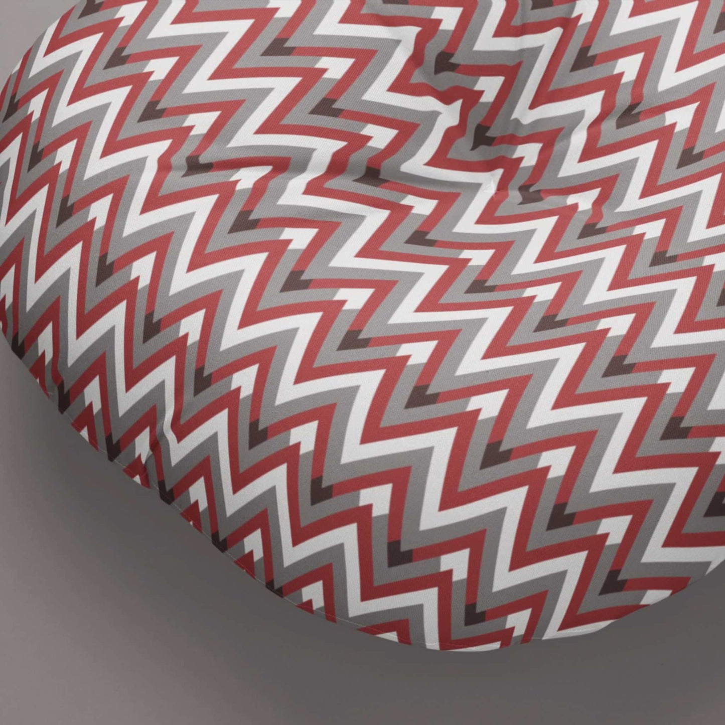 Red Chevron Allure Tufted Floor Pillow, Round - ZumBuys