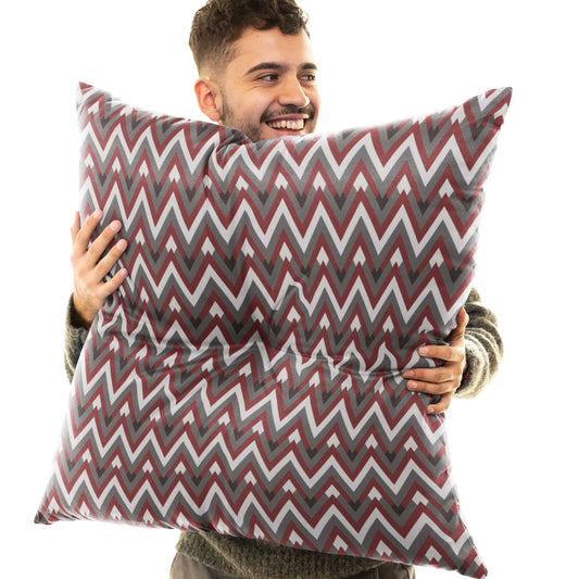 Red Chevron Allure Tufted Floor Pillow, Square - ZumBuys