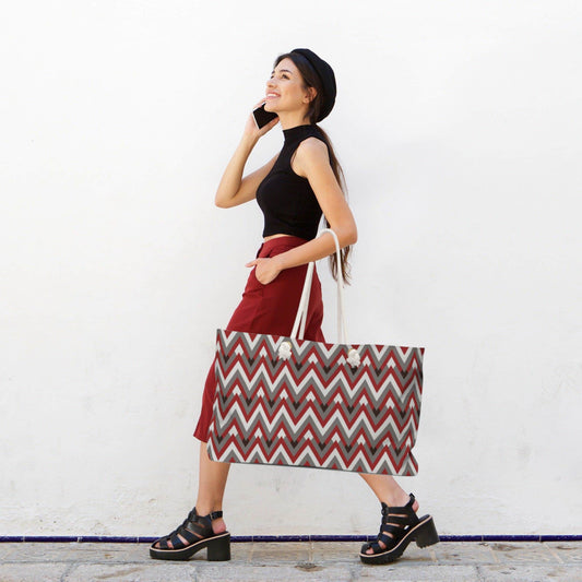 Red Chevron Allure Weekender Bag - ZumBuys