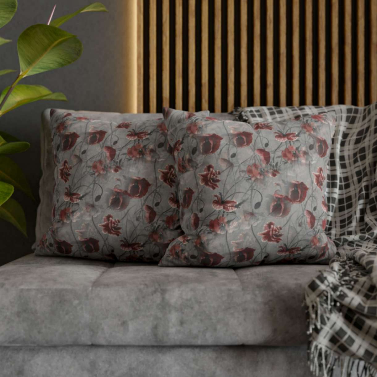 Red Flower Haze Spun Polyester Square Pillow Cover - ZumBuys