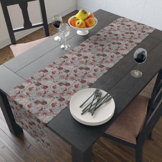 Red Flower Haze Table Runner (Cotton, Poly) - ZumBuys