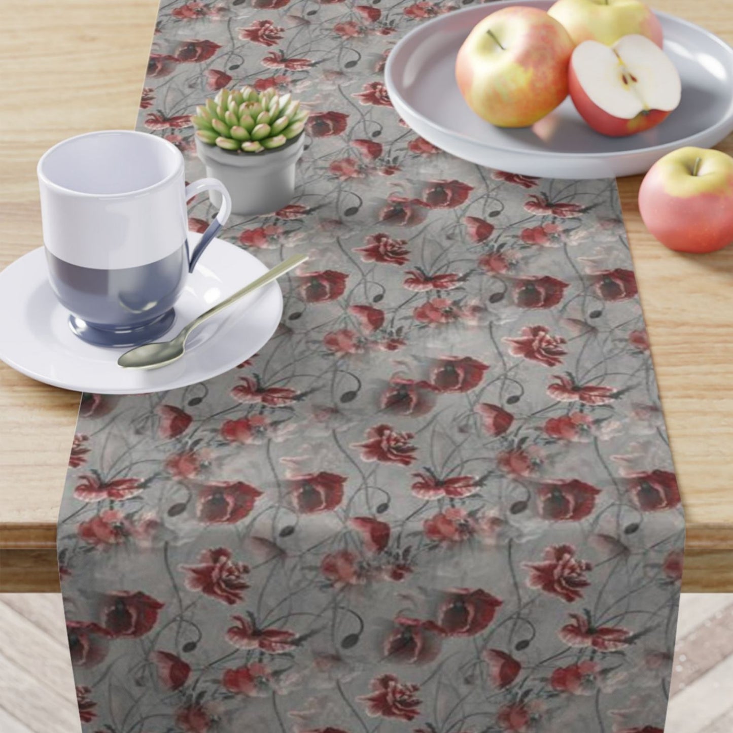 Red Flower Haze Table Runner (Cotton, Poly) - ZumBuys