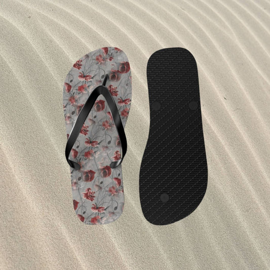 Red Flower Haze Women's Flip Flops - ZumBuys