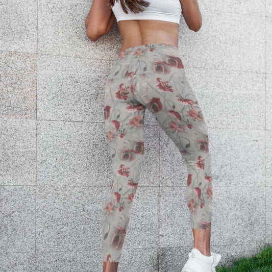 Red Flower Haze Women's Leggings - ZumBuys