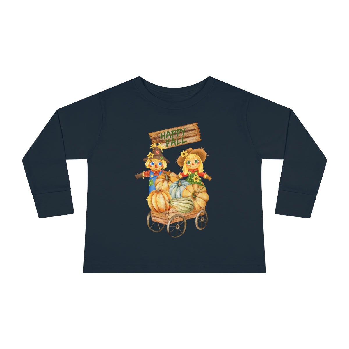Scarecrow Wagon Tee Navy Toddler Long Sleeve Tee - ZumBuys