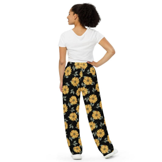 Sunflowery Wide Leg Pants - ZumBuys