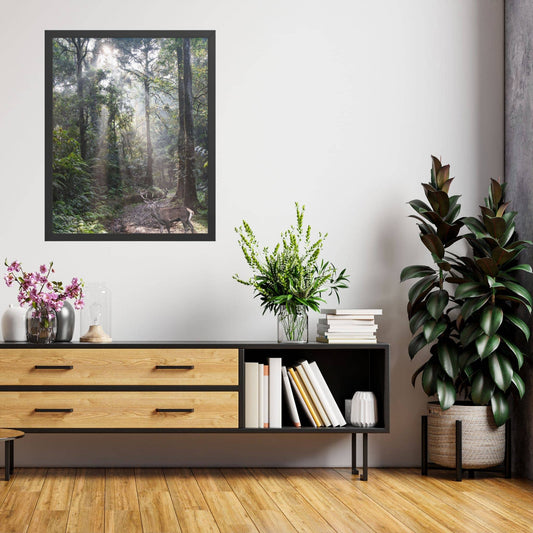 Sunlit Forest Deer Framed Artwork - ZumBuys