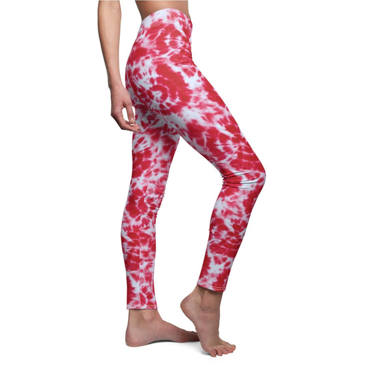 Women's Red Tie Dye Casual Leggings - ZumBuys