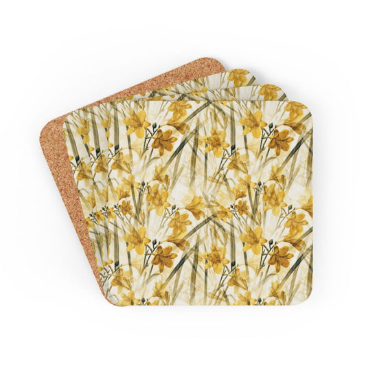 Yellow Daffodilly Corkwood Coaster Set - ZumBuys