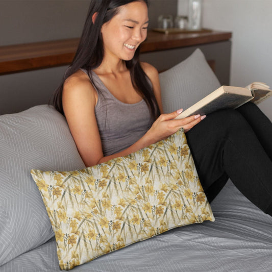 Yellow Daffodilly Spun Polyester Lumbar Pillow - ZumBuys
