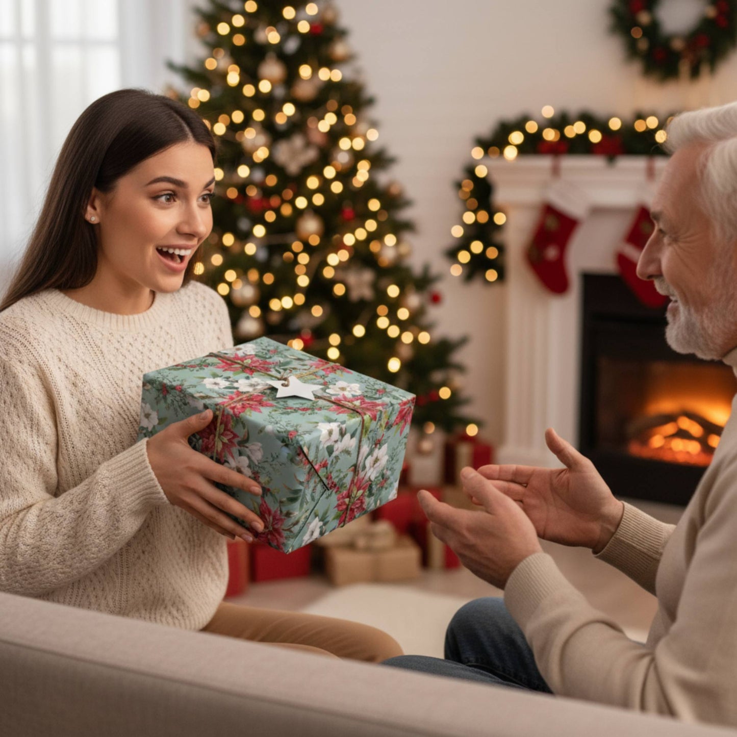 Poinsettia Elegance Wrapping Paper