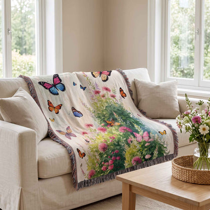 Butterfly Blooms Woven Blanket